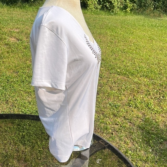 HARLEY DAVIDSON womens short sleeve shirt white with eagle in sequins, large - Picture 5 of 8